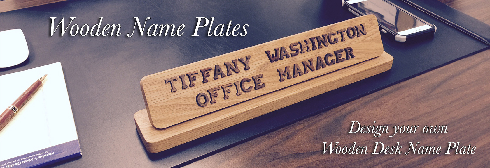 Custom Wood Desk Name Plate